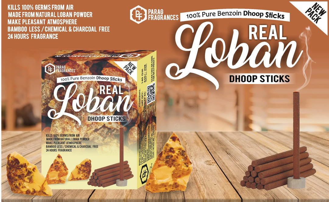 Parag Fragrances 100% Natural Resin Dhoop Sticks for Pooja, Home Fragrance, Hawan, Air Purification and Meditation (Real Loban 140gm Dhoop)