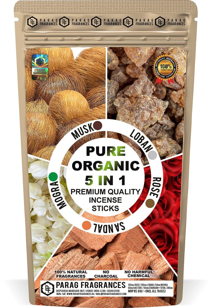 Parag Fragrances Fruits & Blossom Incense Sticks / फ्रूट् और ब्लॉसम अगरबत्ती / 5 in 1 (Pack of 5 x 60) Total 300 Agarbatti Wholesale Pack of Orchid, Lily, Strawberry, Pineapple and Cherry