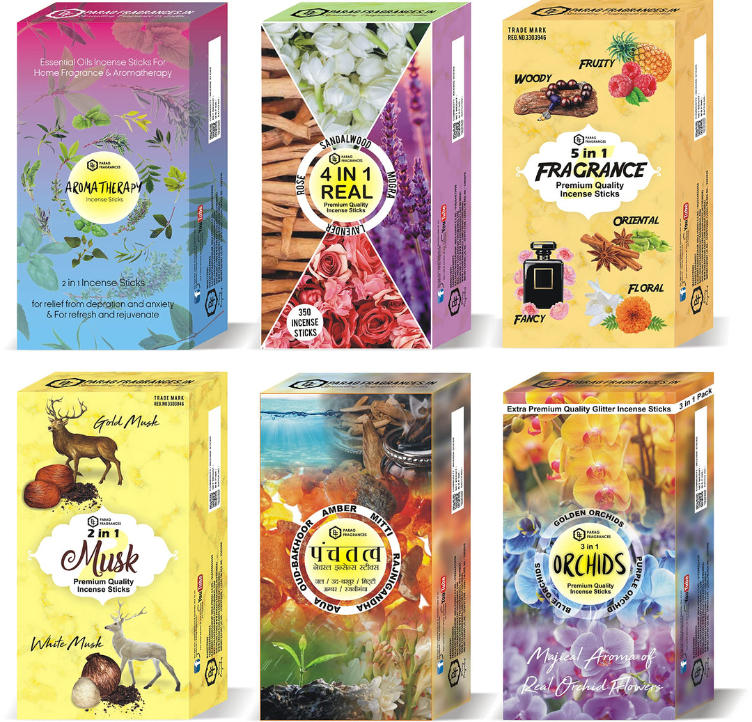 Parag Fragrances Lotus 4 in 1 Incense Sticks/Agarbatti Real Essential Oils (Pack of 4 X 110 Gm/Total 440 Gm) 24 Hours Fragrance Lasting Agarbatti for Pooja/Worship and Home Fragrance