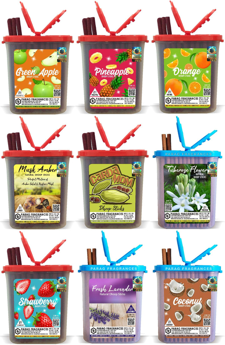 Parag Fragrances 6 Wonders Premium Dhoop Cones (6 in 1) Rose/Lily/Lavender/Sandalwood/Kasturi/Attarfull (No Charcoal, No Bamboo, Hand Crafted, Long Lasting Dhoop Sticks)