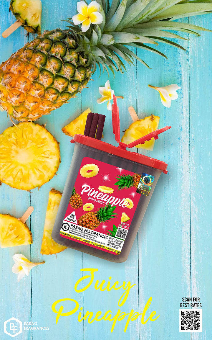 Parag Fragrances Extra Premium Long Lasting Dhoop Sticks 100 Gram Pack for Pooja & Home Fragrance (Pineapple)