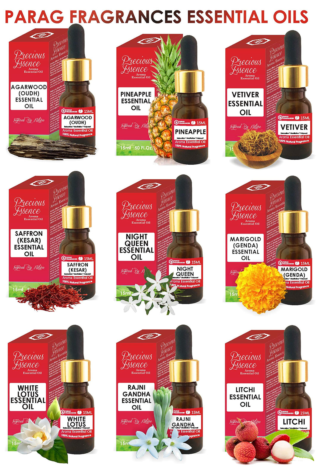 Parag fragrances Glass Marigold Essential Oil 15ml (Undiluted, Pure Natural Essential Oil for Aromatherapy, Relaxation, Meditation or Hair/Skin Treatment) - Beige