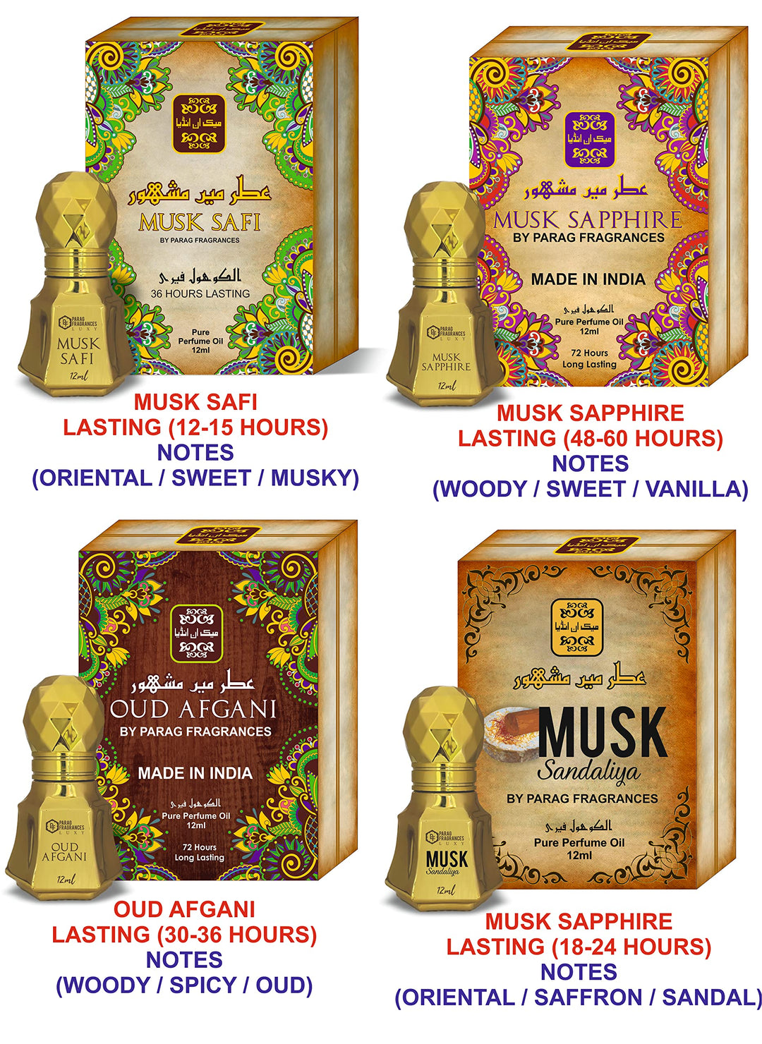 Parag Fragrances Natural and Premium Attar Gift Pack