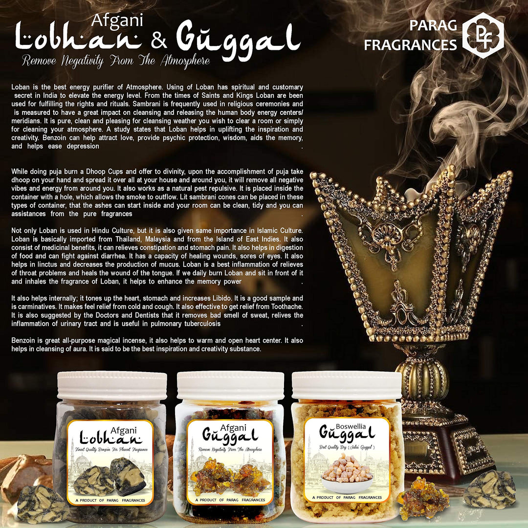 Parag fragrances Afghani Guggal (Pure, Natural and Grade 1) Guggal/Gugal/Guggul/Commiphora Mukul Guggal for Dhoop, Dhuni or Hawan (250gm)