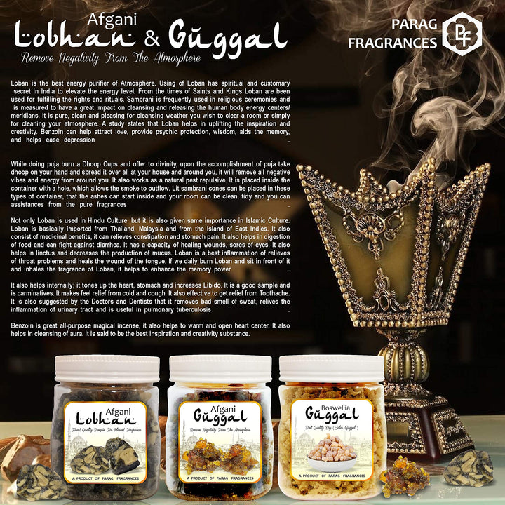 Parag fragrances Afghani Guggal (Pure, Natural and Grade 1) Guggal/Gugal/Guggul/Commiphora Mukul Guggal for Dhoop, Dhuni or Hawan (250gm)